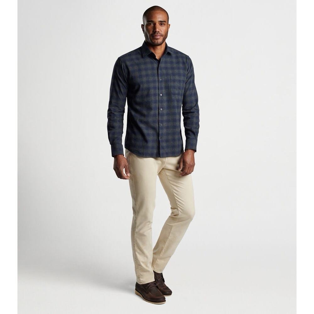 Peter Millar XL Terrace Cotton Sport Shirt Long Sleeve Button Down Blue Flannel